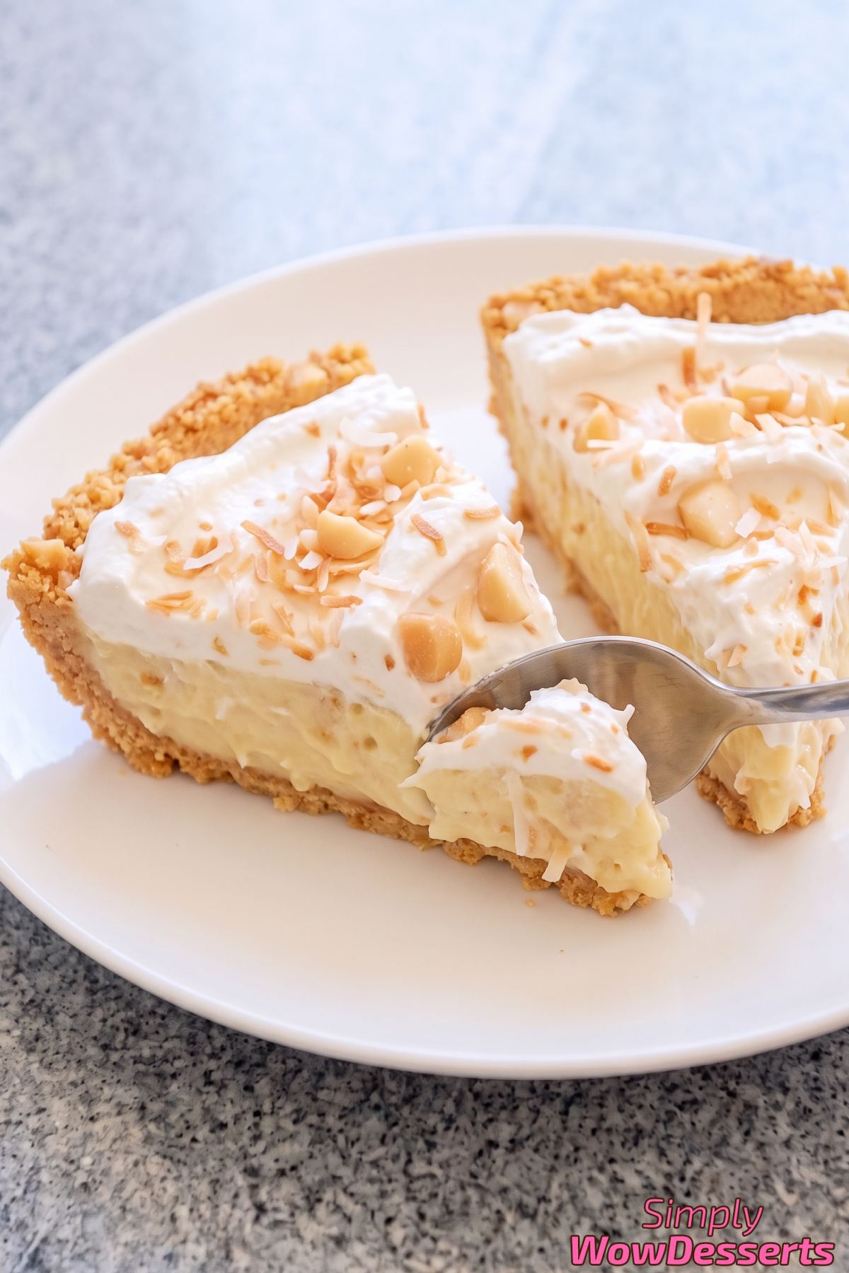 Silky coconut macadamia cream pie