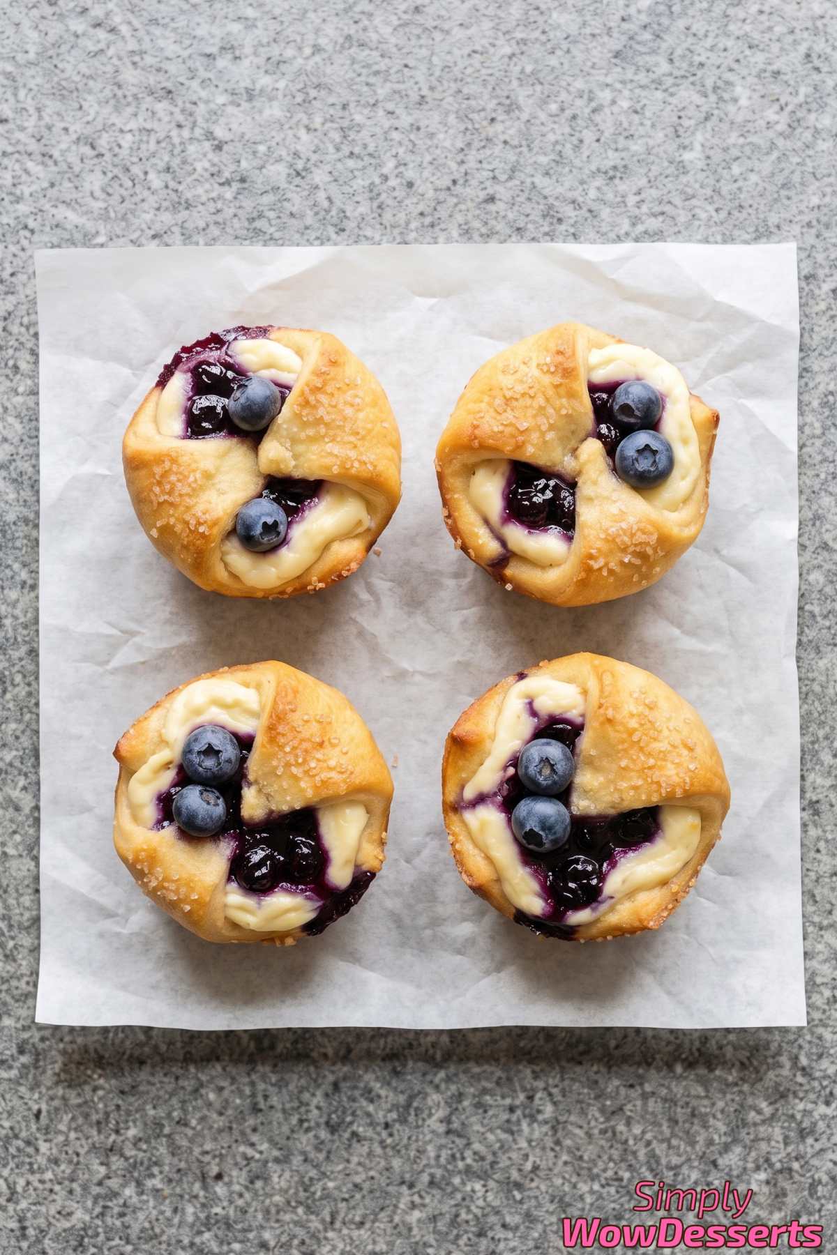 Sweet blueberry cheesecake bites on a plate