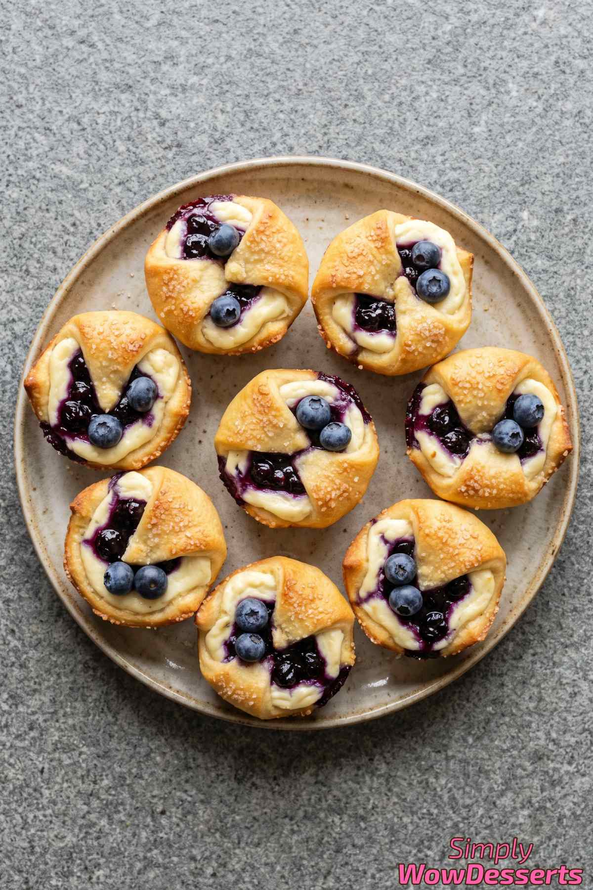Buttery blueberry cheesecake crescent rolls