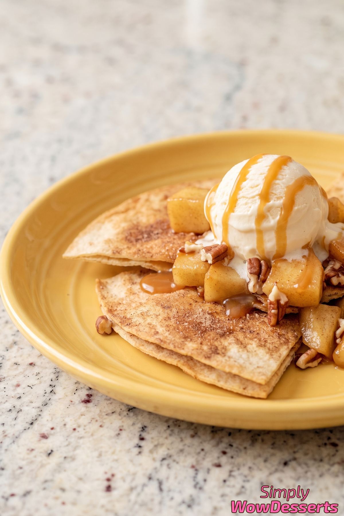 Sweet caramel apple pie nachos