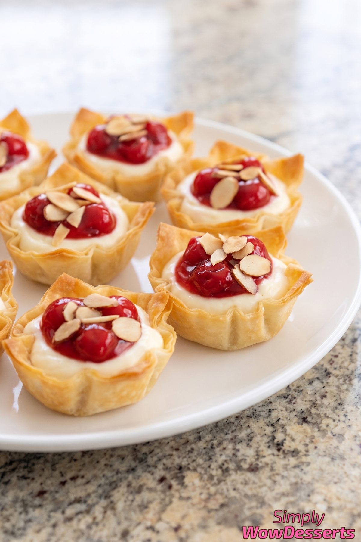 Sweet cherry phyllo cheesecake bites
