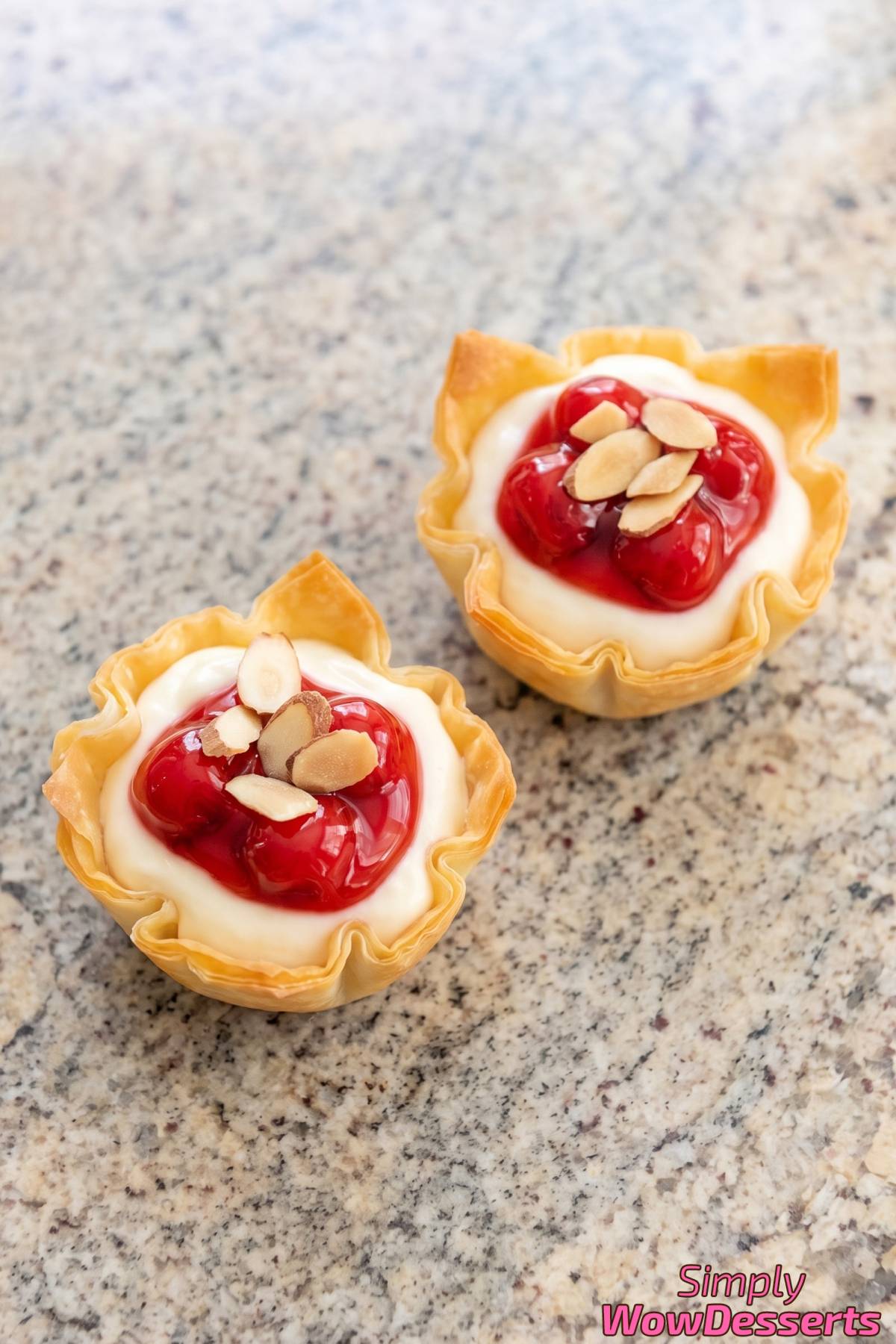Mini cherry cheesecake cups