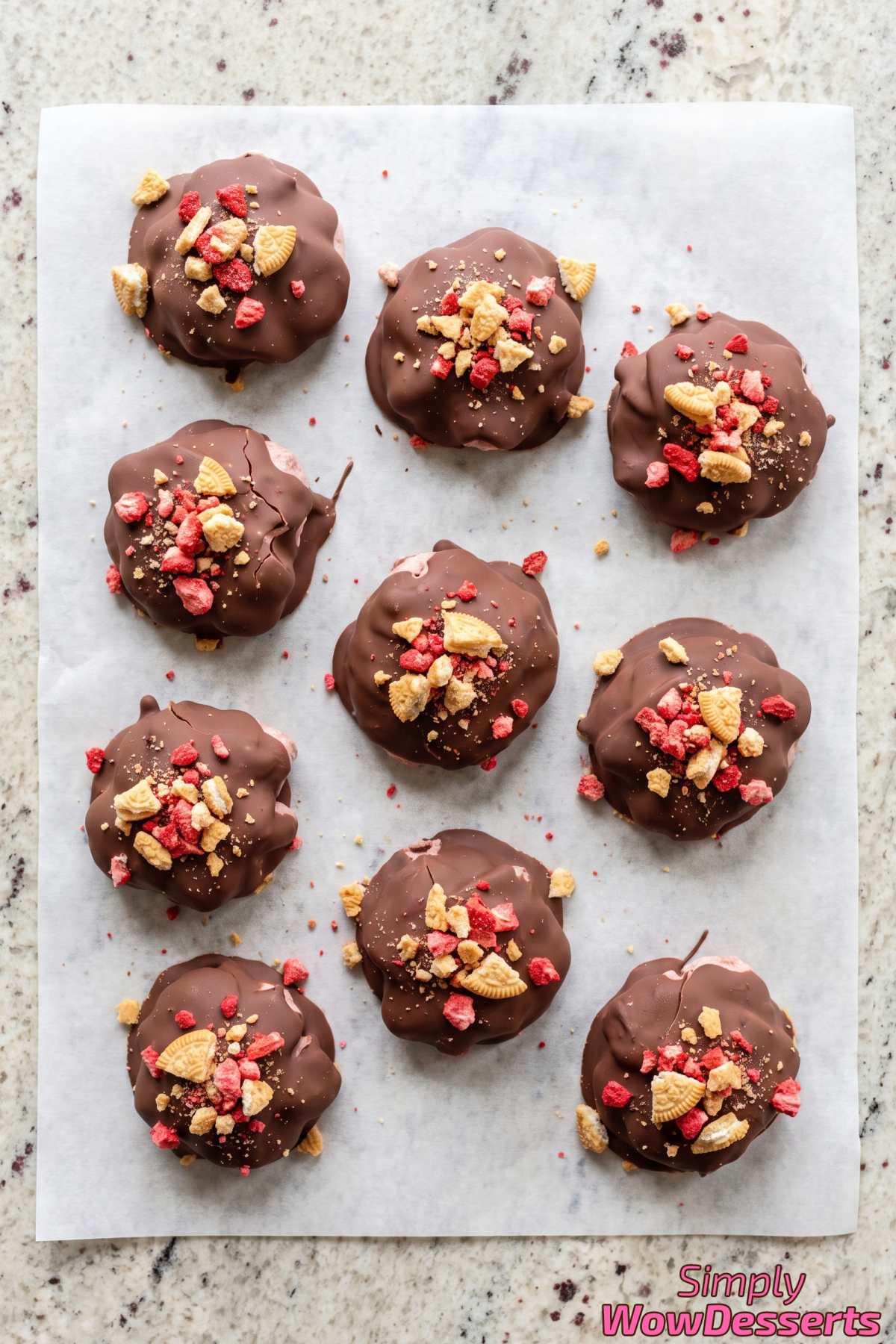 Sweet chocolate covered strawberry clusters