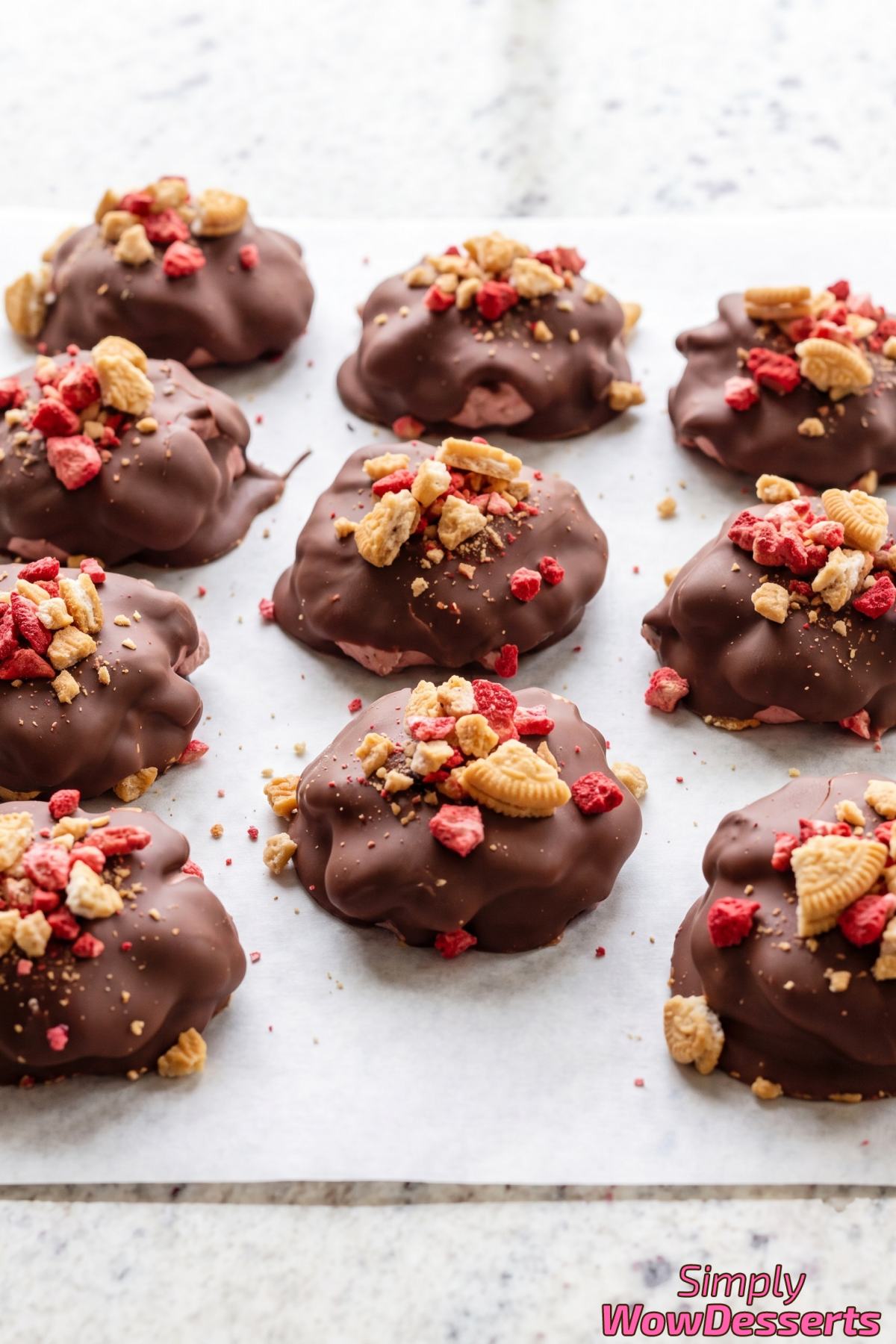 Decadent chocolate strawberry clusters