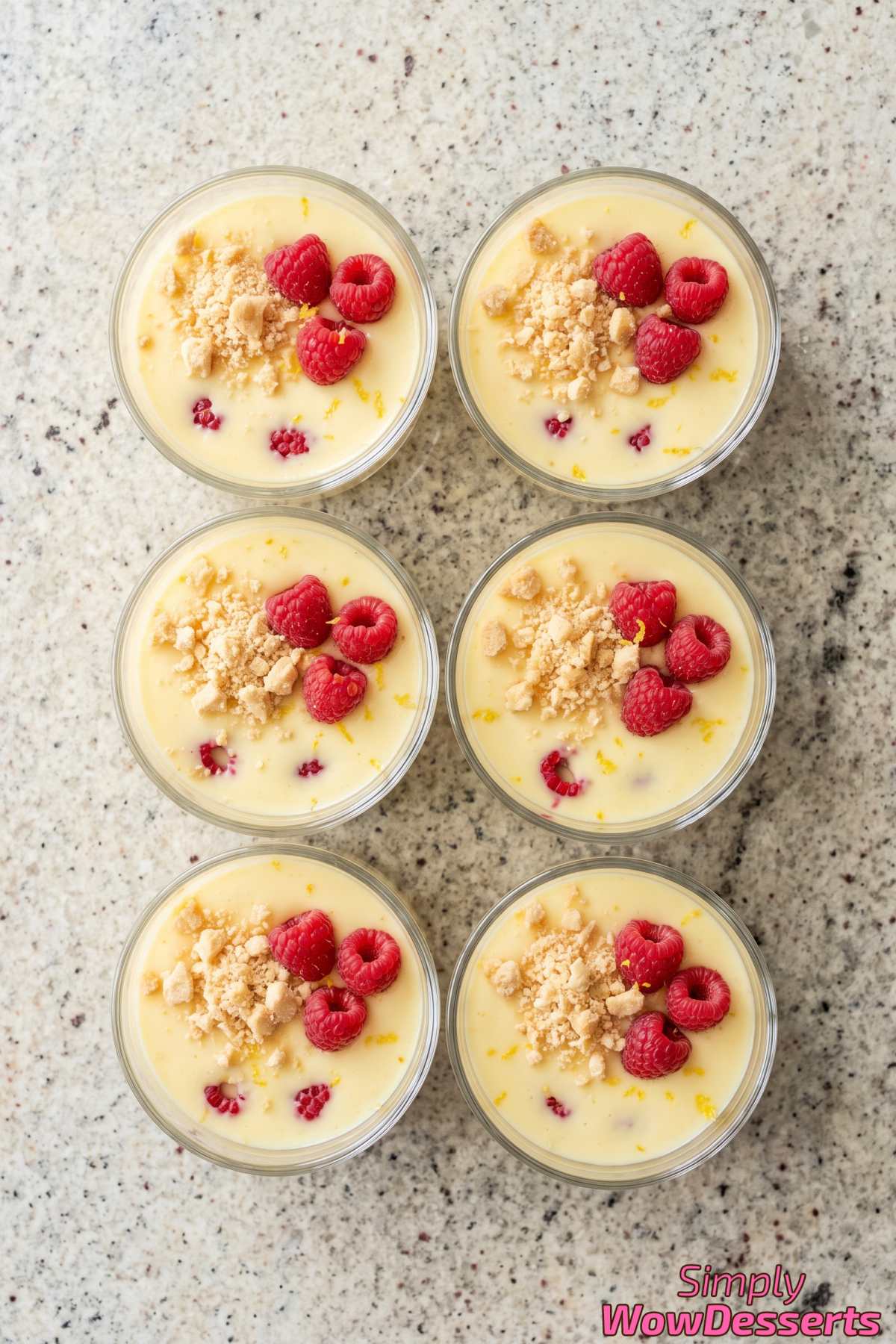 Creamy lemon posset with raspberries