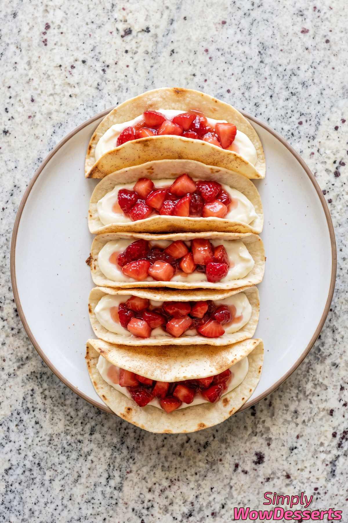Sweet strawberry cheesecake tacos