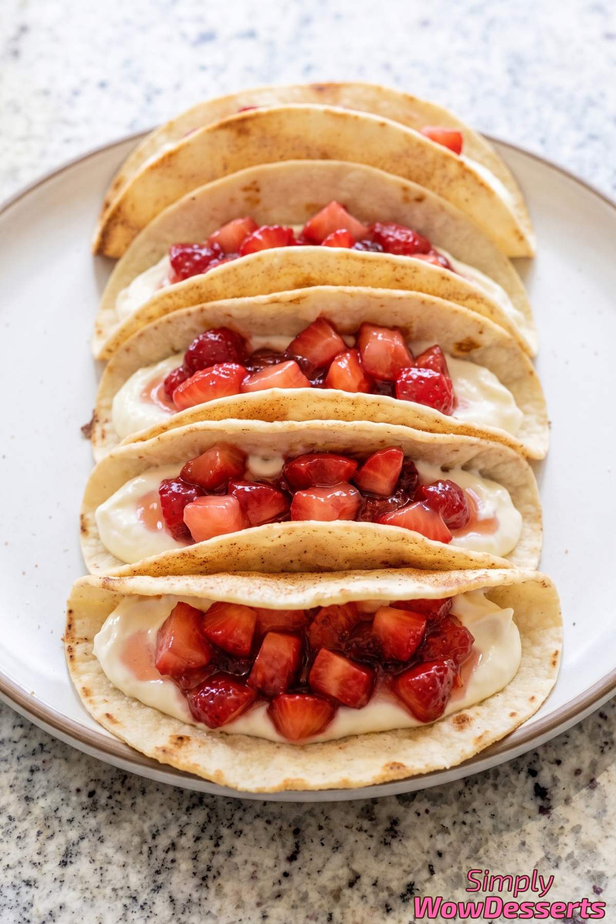 Strawberry cheesecake taco dessert