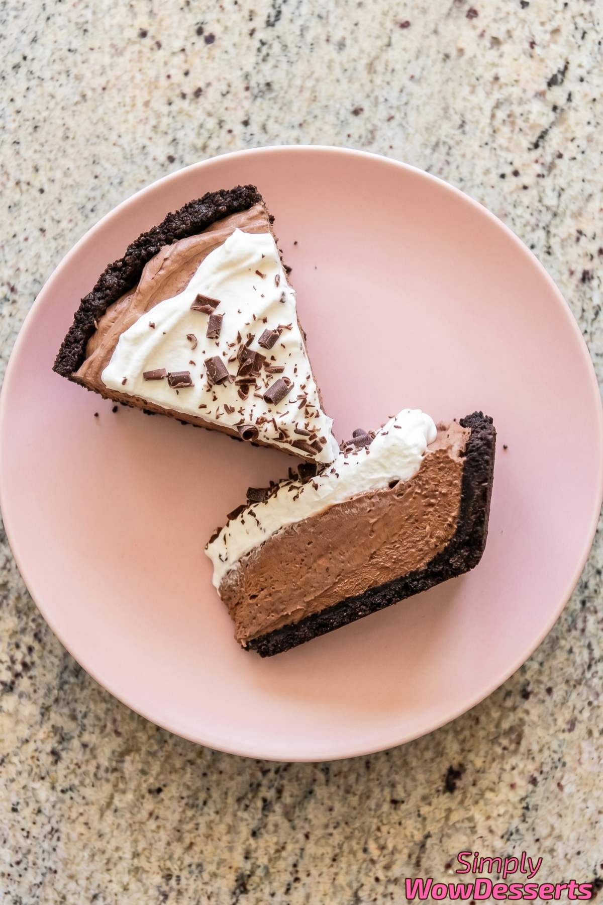 Classic French silk pie with chocolate curls
