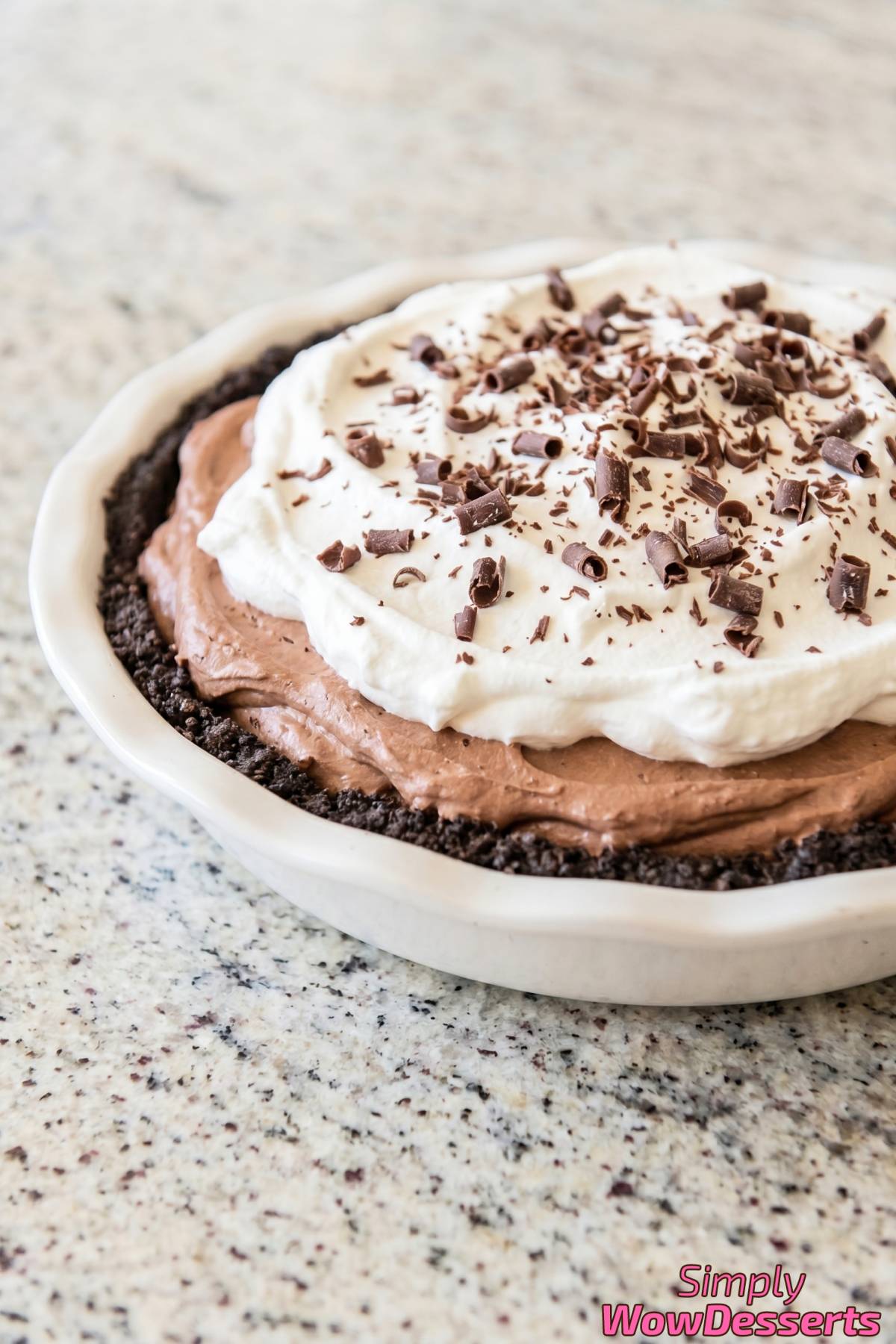 French silk pie in a flaky crust