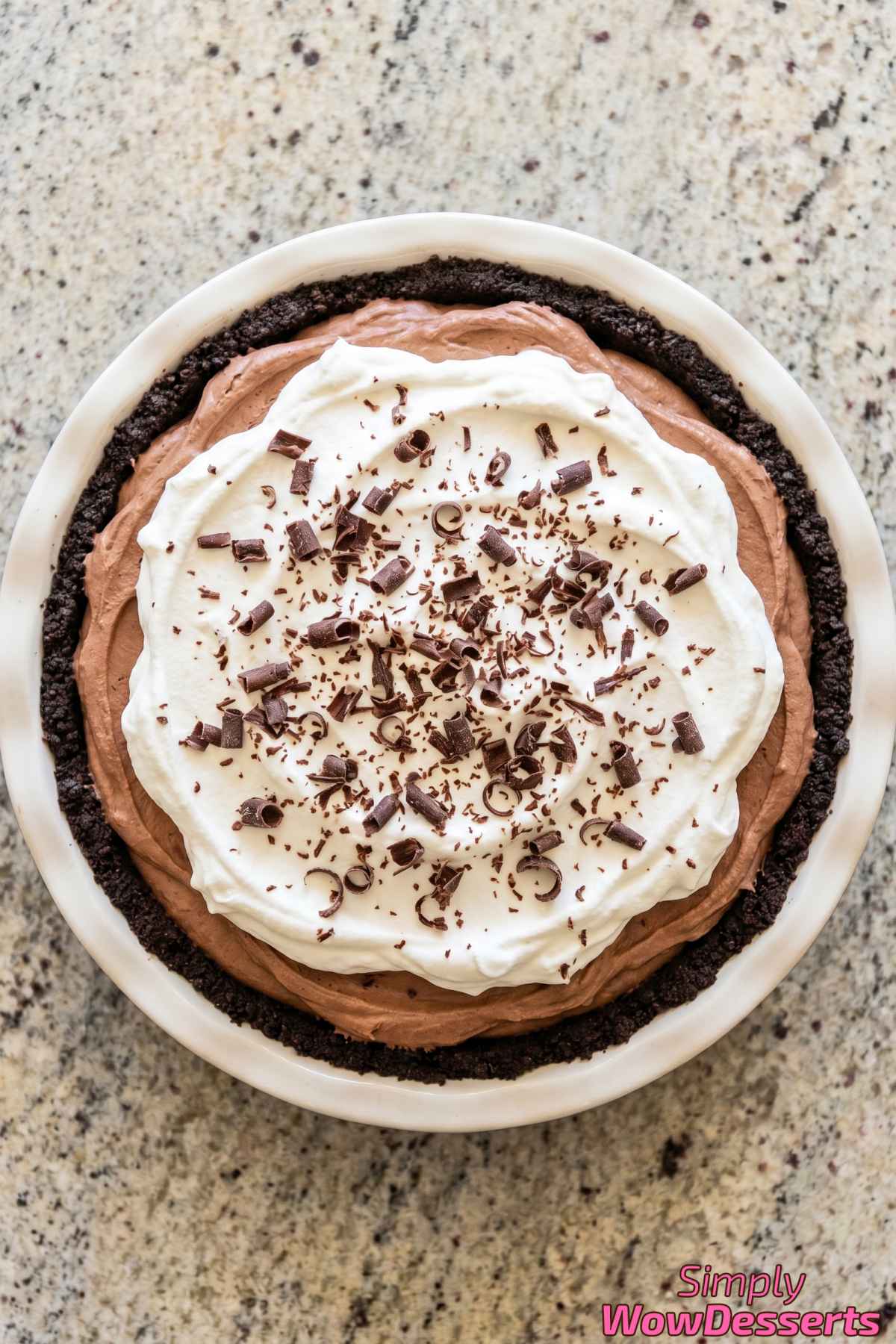 Rich French silk pie with whipped cream