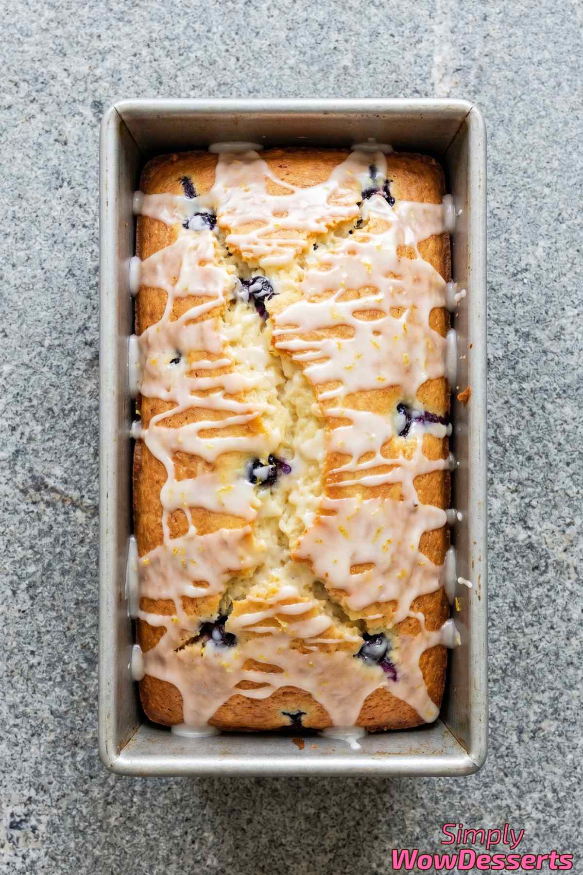 Slice of homemade lemon blueberry loaf