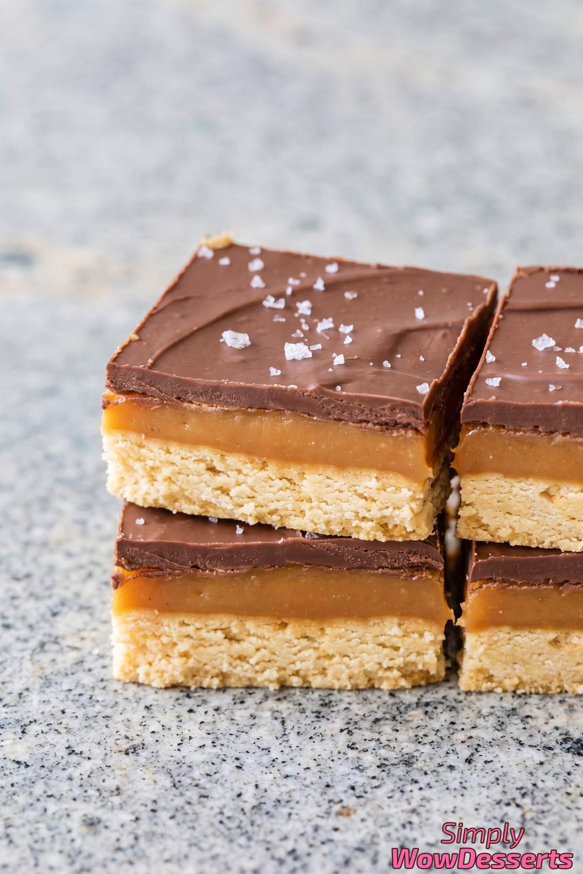 Layered chocolate caramel shortbread