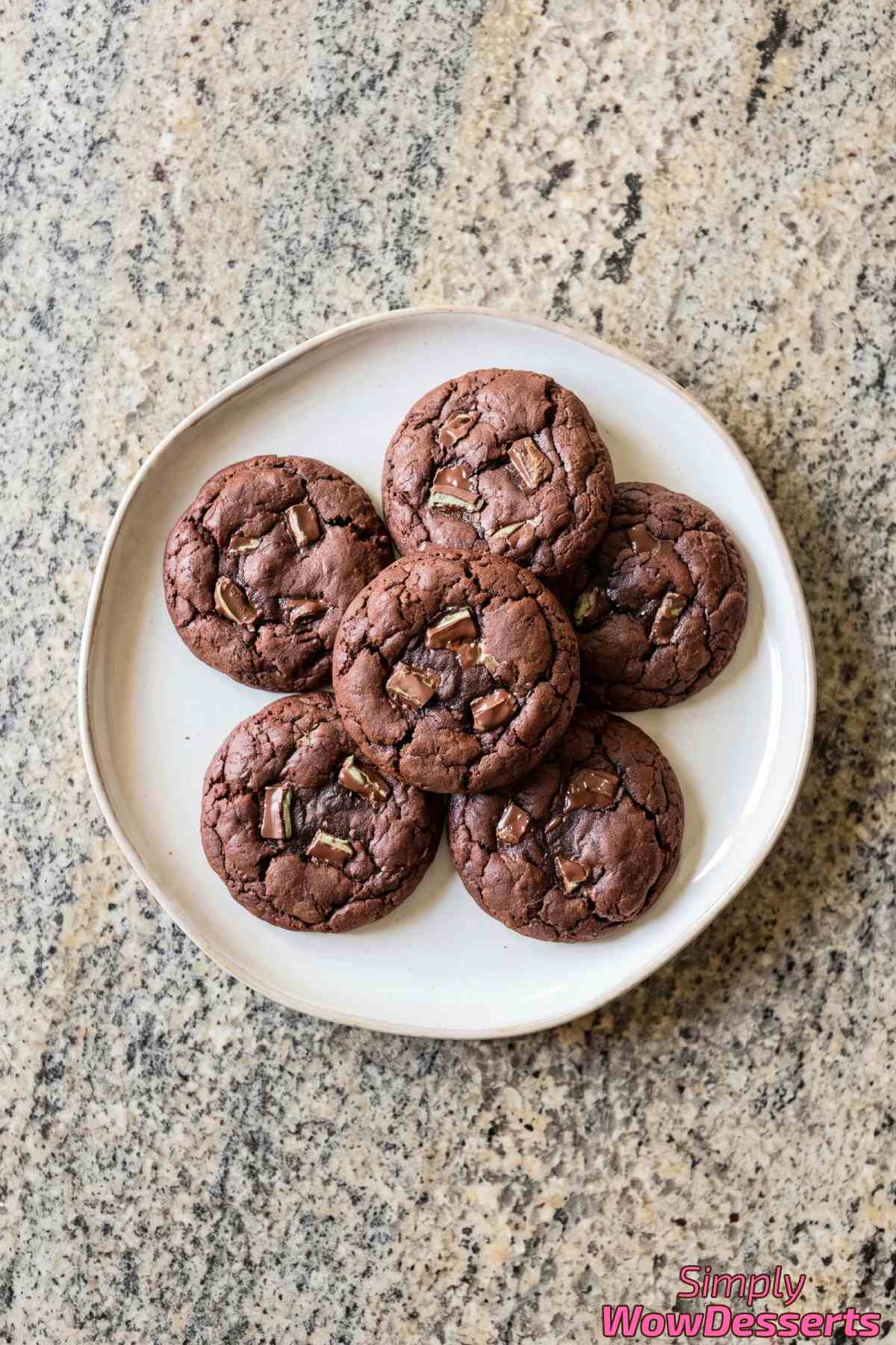 Mint fudge cookies on a plate