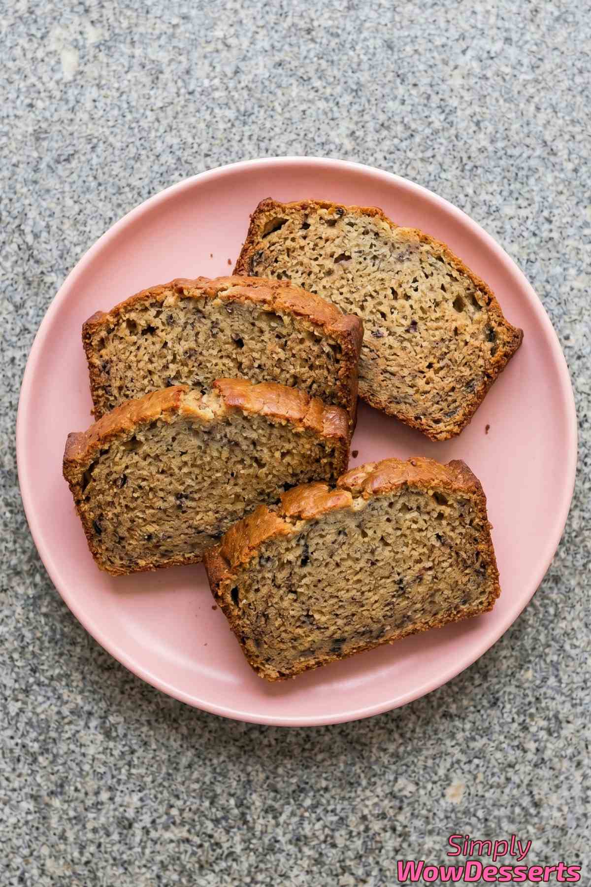 Homemade moist banana bread close-up