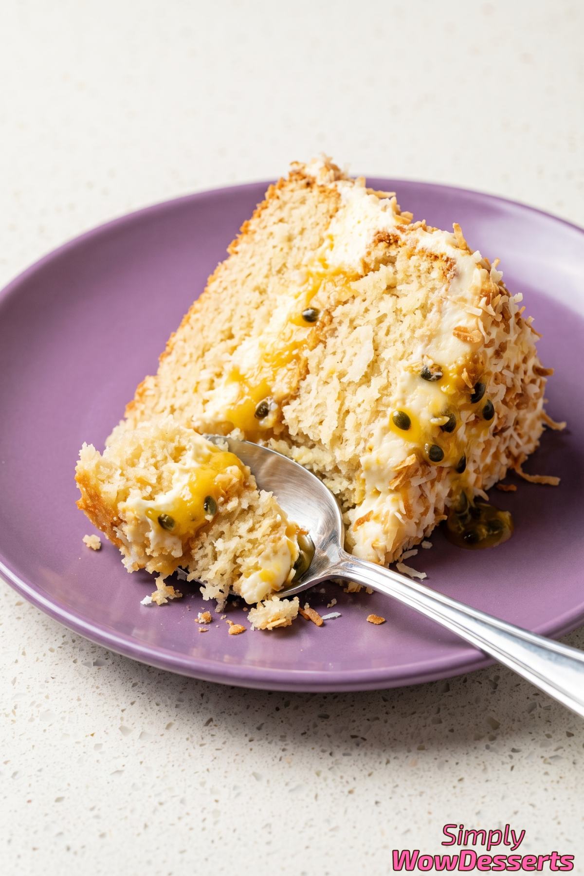 Homemade passion fruit coconut cake