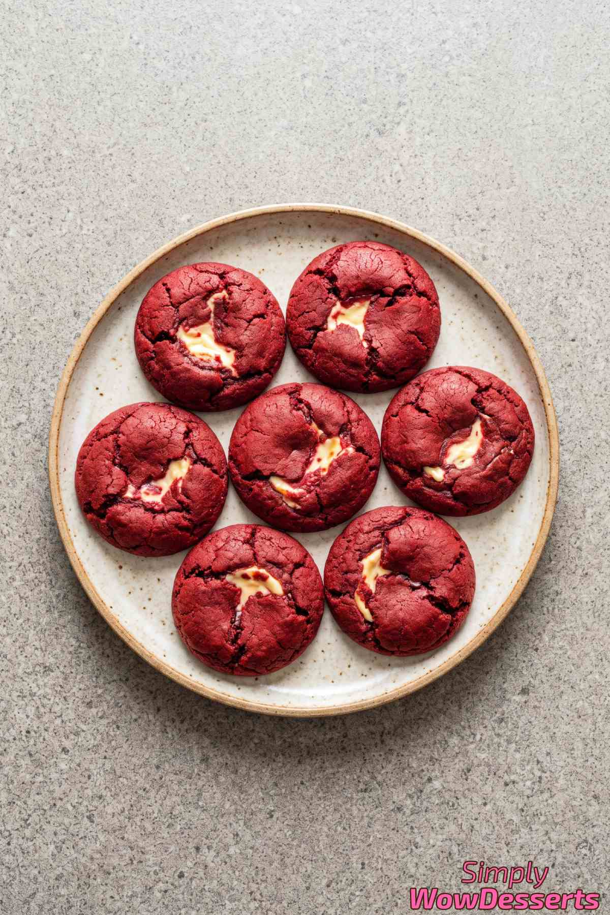 Creamy cheesecake filled red velvet cookies