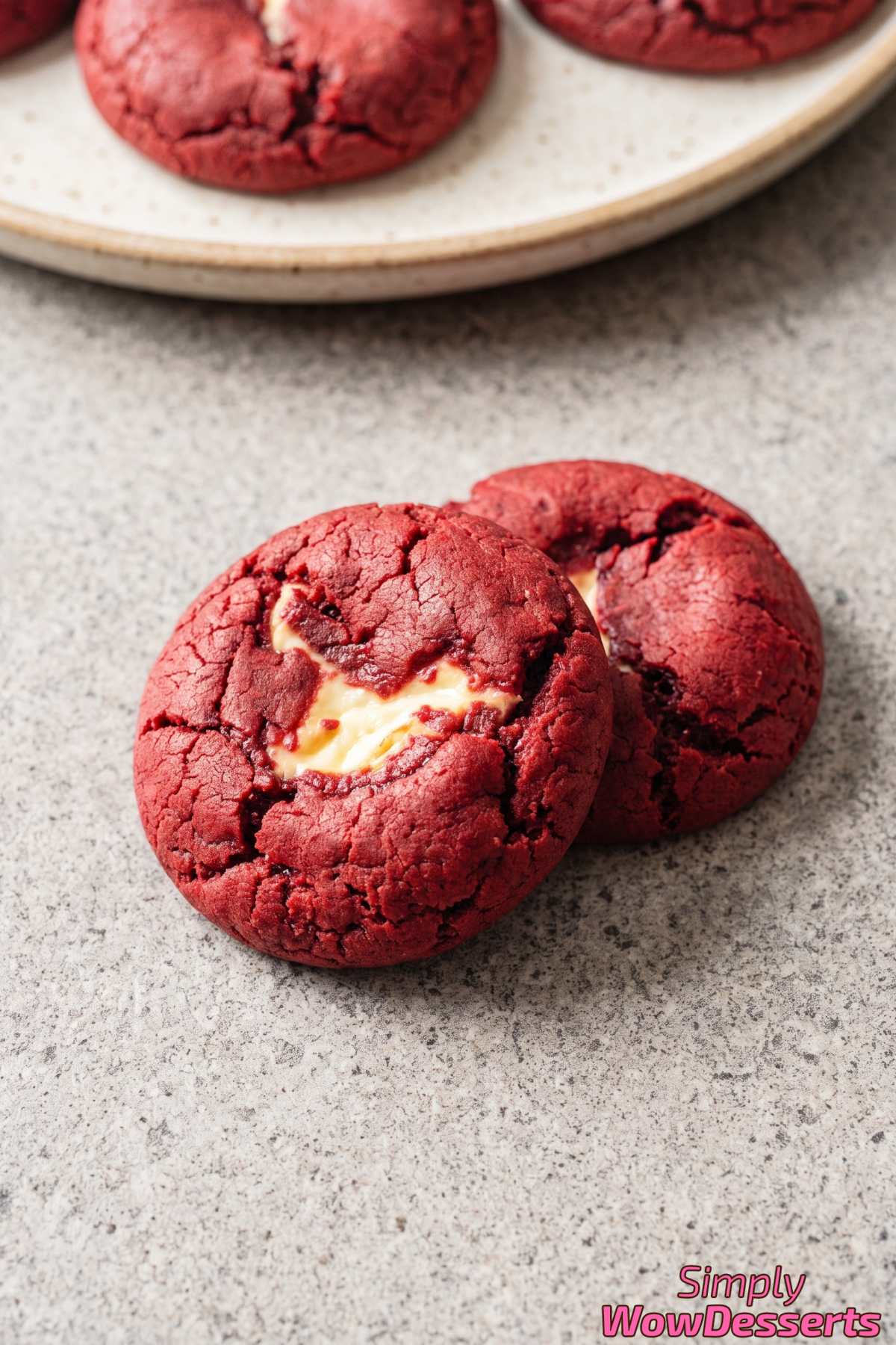 Soft red velvet cookies with cheesecake