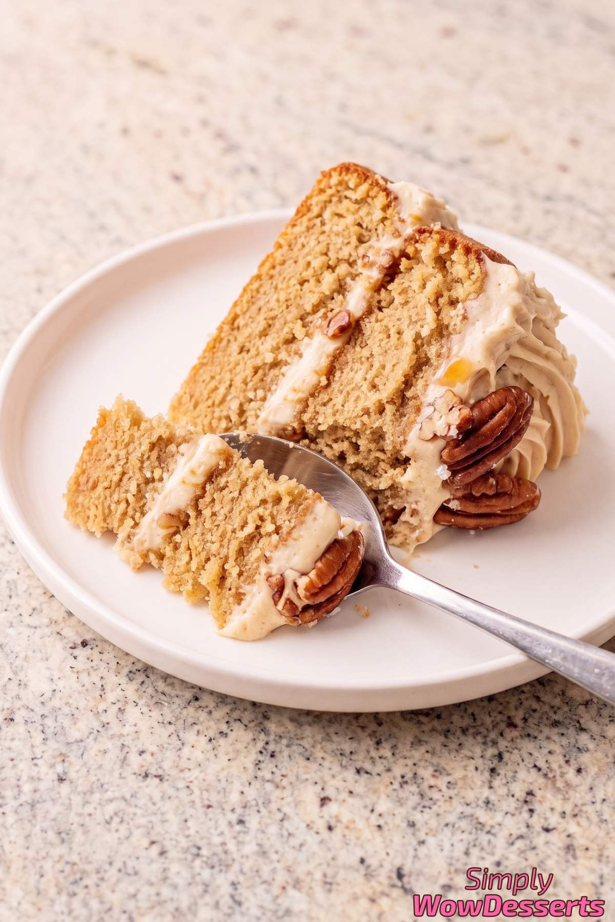 Buttery salted maple pecan cake