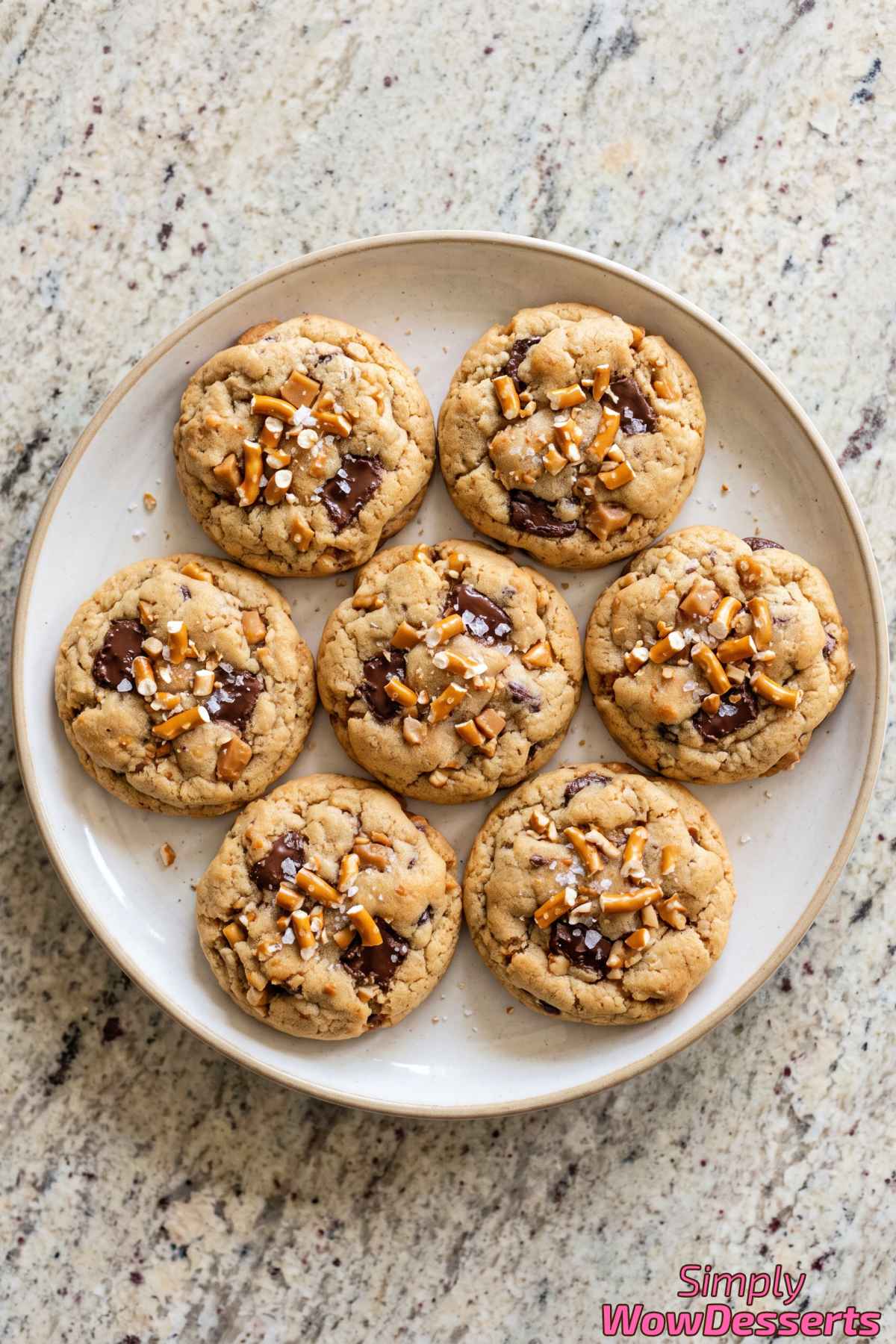 Homemade salted pretzel toffee cookies