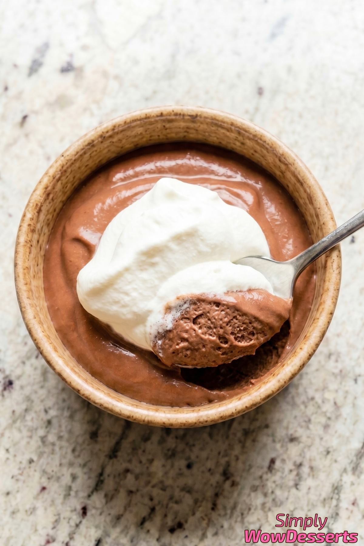 Homemade silky chocolate mousse bowl