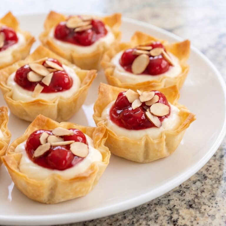 Easy Cherry Cheesecake Phyllo Cups
