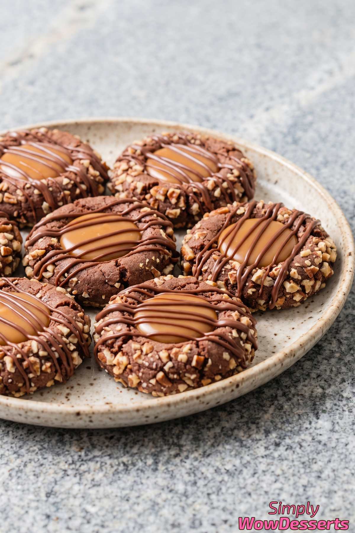Caramel filled turtle cookies