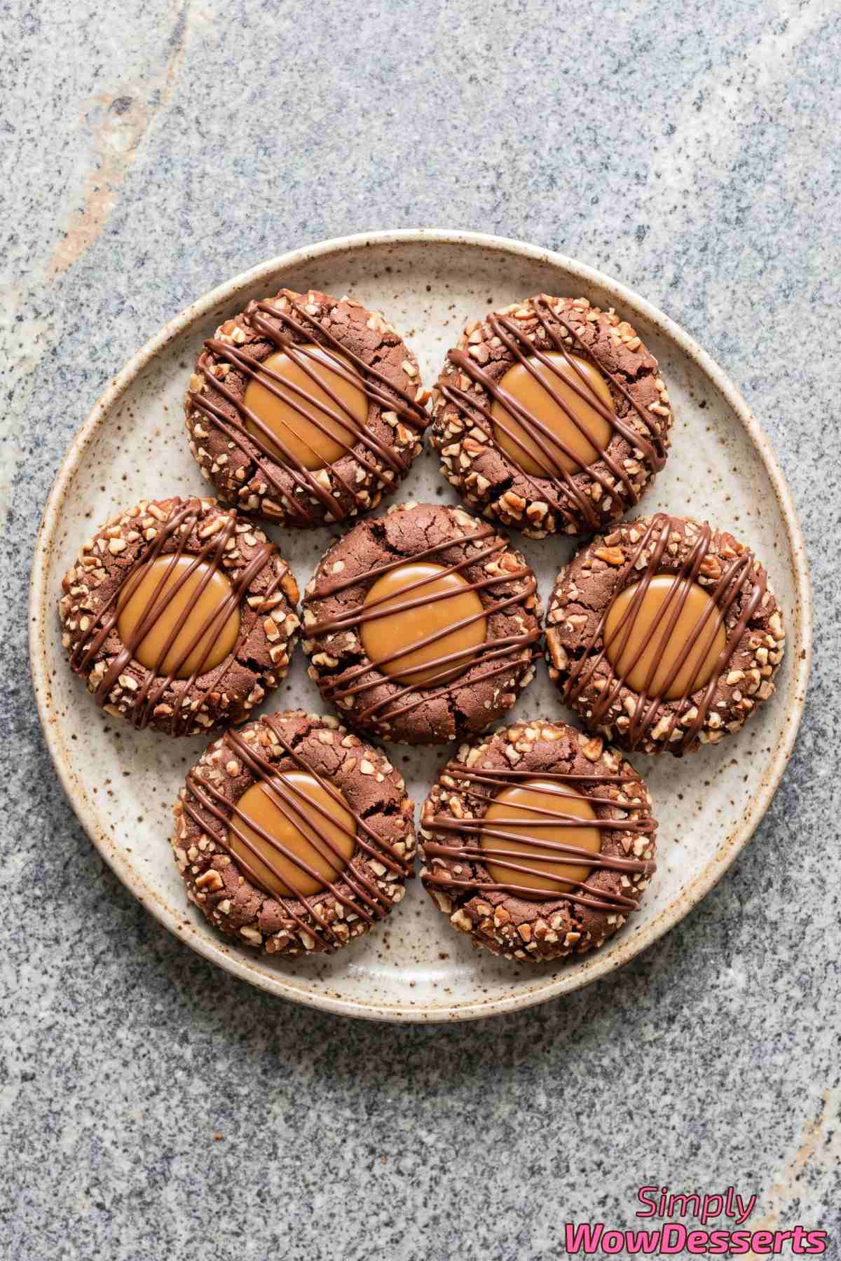 Sweet turtle thumbprint cookies